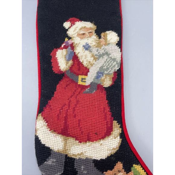 Imperial Elegance Wool Needlepoint Christmas Stocking Old World Santa w/Baby 20" - Picture 2 of 9